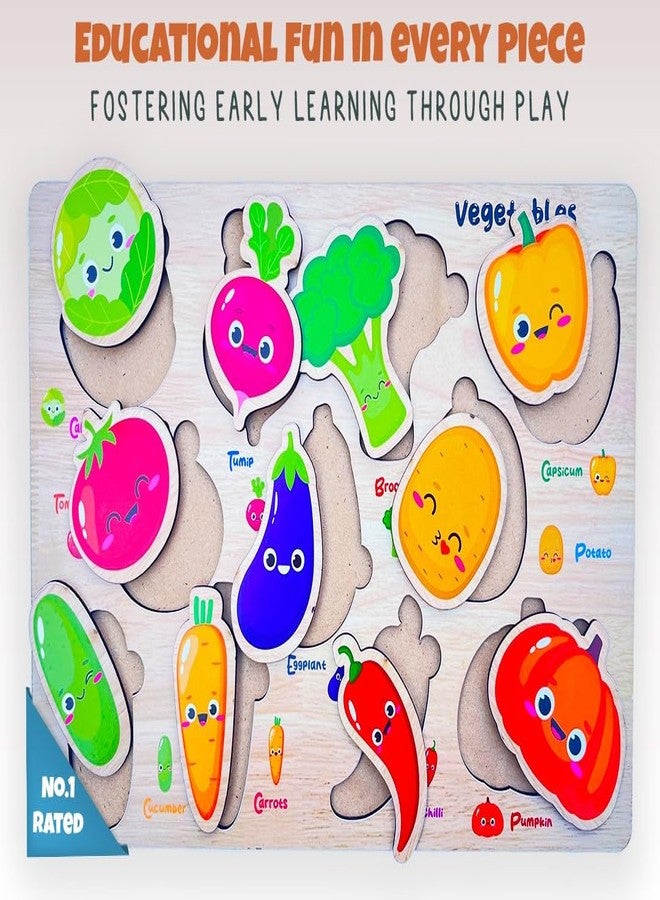 Khilonewale Wooden Jigsaw Puzzles for Kids, Toddlers, Preschoolers, Fruit & Vegetable Shapes, Set of 2 - Image 4